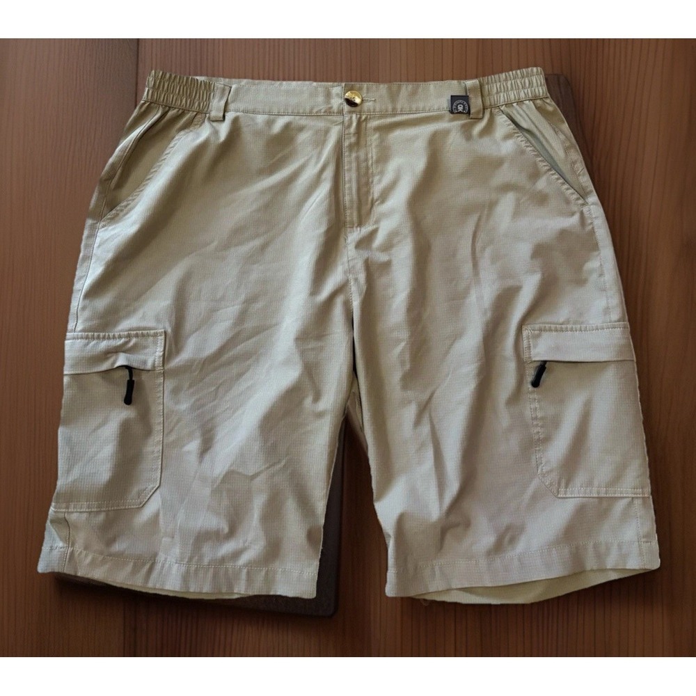 Little Donkey Andy XL DryTech Cargo Shorts Stretch UPF‎ 50+ Tan Elastic Waist